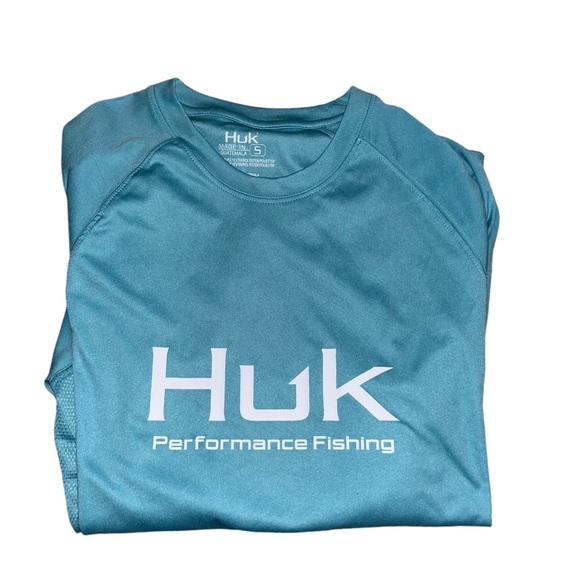 Huk Shirt Mens Teal Pursuit Vented Long Sleeve Fishing UPF Performance S - Picture 1 of 2